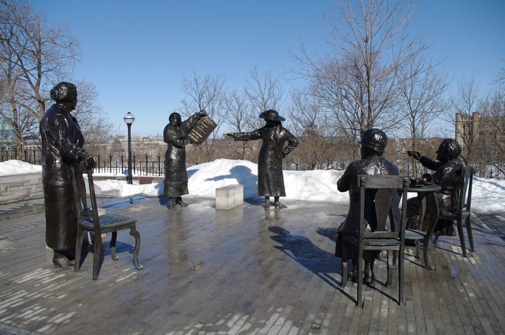 Statues of The Famous Five celebrating the decision of the Privy Council, at Parliament Hill in Ottawa, Ontario
