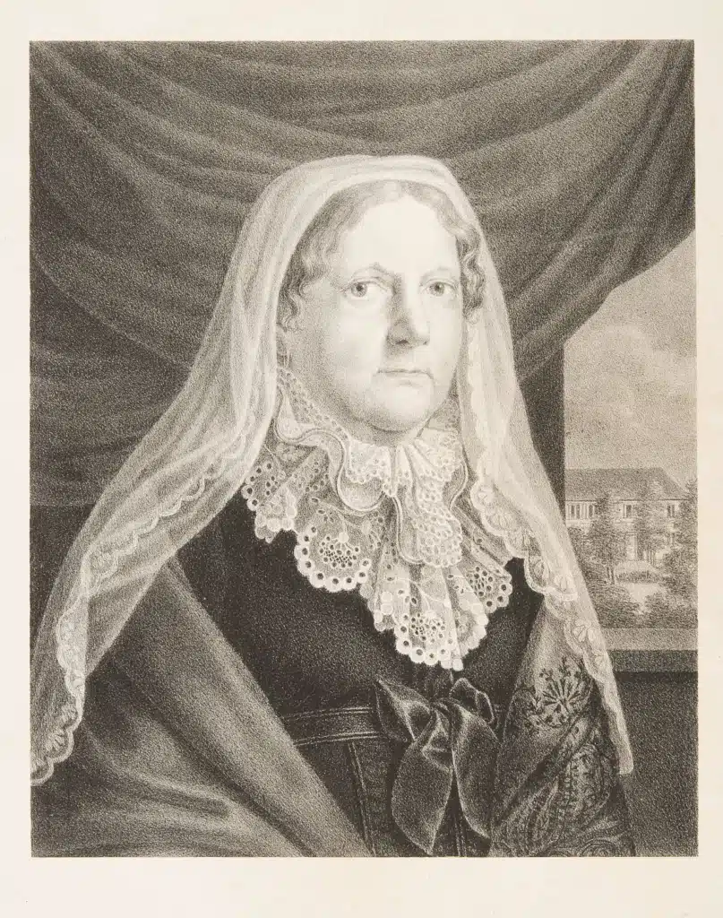 Engraved portrait of Elisabeth Christine of Brunswick-Wolfenbüttel wearing a veil.
