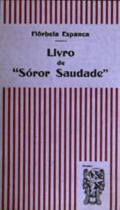 Livro de Sóror Saudade, 1923 cover | Amazing Women In History Red-striped cover of Livro de Sóror Saudade, with Florbela Espanca’s name above the title and a small printer’s emblem.