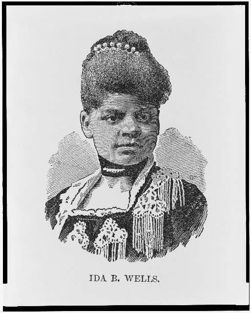 Ida B. Wells, portrait published in 1891 | Amazing Women In History Printed portrait of Ida B. Wells in a high-collared dress, with her name beneath the image.