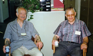 Lee Lorch and Peter Szego, Berkeley, 1995 | Amazing Women In History Lee Lorch, on the left, and Peter Szego sit in chairs beside one another.