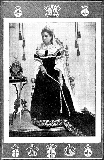 Ranavalona III portrait | Amazing Women In History Ranavalona III stands in a formal gown beside a table in a framed historical portrait.