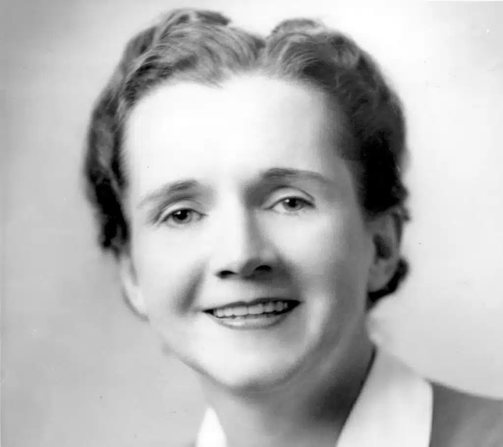 Rachel Carson facing the camera in a jacket and light blouse.
